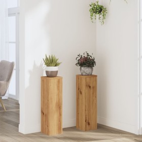 Plant stands 2 units oak wood artisan 17x17x60 cm by , Pot stands - Ref: Foro24-852941, Price: 46,23 €, Discount: %