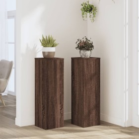 Soportes de plantas 2 uds madera marrón roble 25x25x80 cm de , Soportes para macetas - Ref: Foro24-852948, Precio: 75,63 €, D...