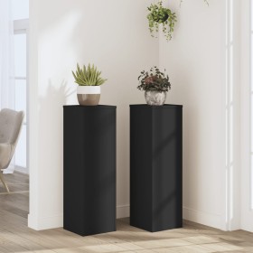 Soportes de plantas 2 uds madera ingeniería negro 25x25x80 cm de , Soportes para macetas - Ref: Foro24-852943, Precio: 74,40 ...