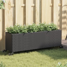 2 units of black synthetic rattan planters with wheels, 107x32x38 cm by , Pots and planters - Ref: Foro24-3210525, Price: 123...