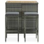 Garden bar table and chairs set 3 pieces gray synthetic rattan by vidaXL, Furniture sets for kitchens and dining rooms - Ref:...