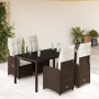 Garden table and 5-piece chair set with brown synthetic rattan cushions. by , Garden sets - Ref: Foro24-3277066, Price: 642,2...