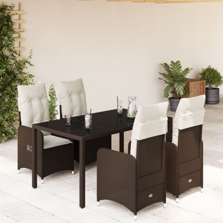 Garden table and 5-piece chair set with brown synthetic rattan cushions. by , Garden sets - Ref: Foro24-3277066, Price: 648,0...