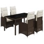 Garden table and 5-piece chair set with brown synthetic rattan cushions. by , Garden sets - Ref: Foro24-3277066, Price: 642,2...