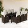 Garden table and chairs set, 9 pieces, with brown PE rattan cushions. by , Garden sets - Ref: Foro24-3277070, Price: 1,00 €, ...