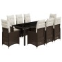 Garden table and chairs set, 9 pieces, with brown PE rattan cushions. by , Garden sets - Ref: Foro24-3277070, Price: 1,00 €, ...