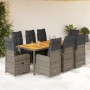 Garden table and 9-piece chairs set with gray synthetic rattan cushions. by , Garden sets - Ref: Foro24-3277026, Price: 1,00 ...