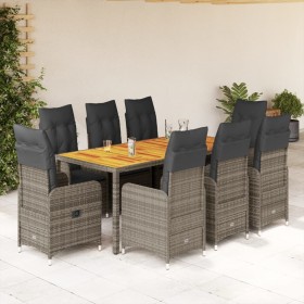 Gartentisch und Stühle 9-teilig und Kissen aus grauem Kunststoff-Rattan von , Gartensets - Ref: Foro24-3277026, Preis: 1,00 €...