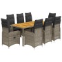 Garden table and 9-piece chairs set with gray synthetic rattan cushions. by , Garden sets - Ref: Foro24-3277026, Price: 1,00 ...