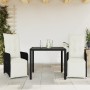 Garden table and 3-piece chair set with black synthetic rattan cushions by , Garden sets - Ref: Foro24-3277135, Price: 377,52...