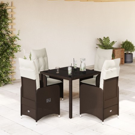 Garden table and 5-piece chair set with brown synthetic rattan cushions. by , Garden sets - Ref: Foro24-3277064, Price: 620,0...