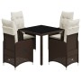 Garden table and 5-piece chair set with brown synthetic rattan cushions. by , Garden sets - Ref: Foro24-3277064, Price: 620,0...