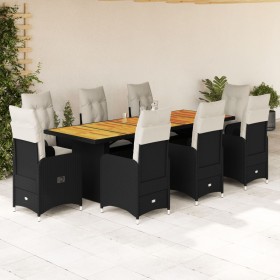 Set de mesa y sillas de jardín 9 pzas y cojines ratán PE negro de , Conjuntos de jardín - Ref: Foro24-3277271, Precio: 1,00 €...