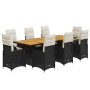 Set de mesa y sillas de jardín 9 pzas y cojines ratán PE negro de , Conjuntos de jardín - Ref: Foro24-3277271, Precio: 1,00 €...