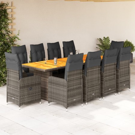 Gartentisch- und Stuhlset 11-teilig mit grauen PE-Rattan-Kissen. von , Gartensets - Ref: Foro24-3277278, Preis: 1,00 €, Rabat...