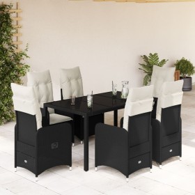 Set de mesa y sillas de jardín 7 pzas y cojines ratán PE negro de , Conjuntos de jardín - Ref: Foro24-3276992, Precio: 901,69...