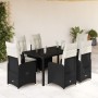 Garden table and chairs set 7 pieces with black PE rattan cushions by , Garden sets - Ref: Foro24-3276992, Price: 892,11 €, D...