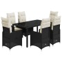 Set de mesa y sillas de jardín 7 pzas y cojines ratán PE negro de , Conjuntos de jardín - Ref: Foro24-3276992, Precio: 906,99...