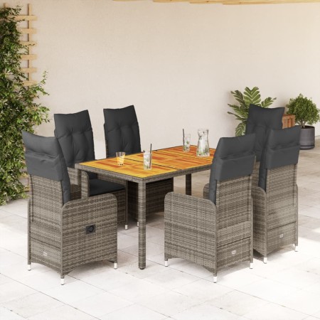 Gartentisch und Stühle 7-teilig und Kissen aus grauem Kunststoff-Rattan von , Gartensets - Ref: Foro24-3277024, Preis: 928,99...