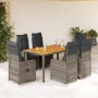 Garden table and 7-piece chair set with gray synthetic rattan cushions. by , Garden sets - Ref: Foro24-3277024, Price: 935,29...