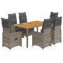 Garden table and 7-piece chair set with gray synthetic rattan cushions. by , Garden sets - Ref: Foro24-3277024, Price: 935,29...