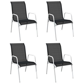 Stackable garden chairs 4 units steel and black textilene by vidaXL, Garden chairs - Ref: Foro24-313071, Price: 151,99 €, Dis...