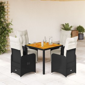 Garden table and 5-piece chair set with black synthetic rattan cushions. by , Garden sets - Ref: Foro24-3277128, Price: 673,3...