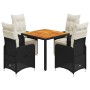 Garden table and 5-piece chair set with black synthetic rattan cushions. by , Garden sets - Ref: Foro24-3277128, Price: 655,1...