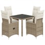 Garden table and 5-piece chair set with brown synthetic rattan cushions. by , Garden sets - Ref: Foro24-3277210, Price: 660,4...