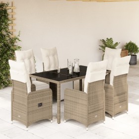 Set de mesa y sillas jardín 7 pzas con cojines ratán PE marrón de , Conjuntos de jardín - Ref: Foro24-3277212, Precio: 912,99...