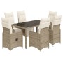 Garden table and chairs set, 7 pieces, with brown PE rattan cushions. by , Garden sets - Ref: Foro24-3277212, Price: 912,99 €...