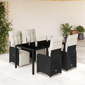 Garden table and 5-piece chair set with black synthetic rattan cushions. by , Garden sets - Ref: Foro24-3277137, Price: 668,9...