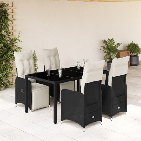 Garden table and 5-piece chair set with black synthetic rattan cushions. by , Garden sets - Ref: Foro24-3277137, Price: 678,8...