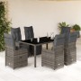 Garden table and 7-piece chair set with gray synthetic rattan cushions. by , Garden sets - Ref: Foro24-3277168, Price: 971,11...