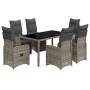 Garden table and 7-piece chair set with gray synthetic rattan cushions. by , Garden sets - Ref: Foro24-3277168, Price: 971,11...