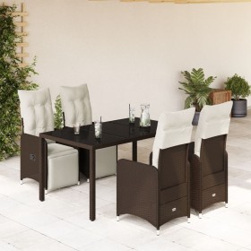 Garden table and 5-piece chair set with brown synthetic rattan cushions. by , Garden sets - Ref: Foro24-3277189, Price: 698,9...