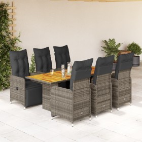 Garden table and 7-piece chair set with gray synthetic rattan cushions. by , Garden sets - Ref: Foro24-3277163, Price: 1,00 €...