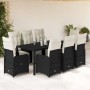 Set de mesa y sillas de jardín 9 pzas y cojines ratán PE negro de , Conjuntos de jardín - Ref: Foro24-3277140, Precio: 1,00 €...