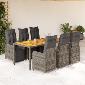 Garden table and 7-piece chair set with gray synthetic rattan cushions. by , Garden sets - Ref: Foro24-3277161, Price: 981,99...