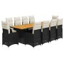 Garden table and chairs set with 11-piece black PE rattan cushions. by , Garden sets - Ref: Foro24-3277273, Price: 1,00 €, Di...