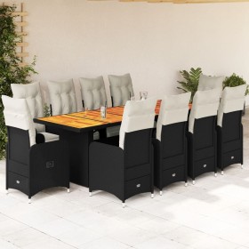 Garden table and chairs set with 11-piece black PE rattan cushions. by , Garden sets - Ref: Foro24-3277290, Price: 1,00 €, Di...