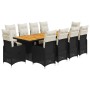 Garden table and chairs set with 11-piece black PE rattan cushions. by , Garden sets - Ref: Foro24-3277290, Price: 1,00 €, Di...