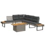 Gartensofa-Set und Kissen, 2-teilig, aus synthetischem Rattan in Grau mit Akazienholz. von , Gartensets - Ref: Foro24-3277500...