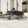 Gartensofa-Set und Kissen, 2-teilig, aus synthetischem Rattan in Grau mit Akazienholz. von , Gartensets - Ref: Foro24-3277500...