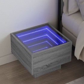 Coffee table with Infinity LED gray Sonoma 40x40x30 cm by , Nightstands - Ref: Foro24-3284068, Price: 77,99 €, Discount: %