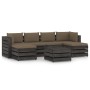 7-piece garden furniture set with gray impregnated wood cushions by , Garden sets - Ref: Foro24-3068332, Price: 616,99 €, Dis...