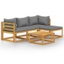 Garden furniture set, 5 pieces with solid acacia wood and cushions. by , Garden sets - Ref: Foro24-3098667, Price: 427,99 €, ...