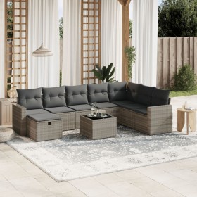 Garden furniture set 9 pieces and light gray synthetic rattan cushions by , Garden sets - Ref: Foro24-3263598, Price: 610,31 ...