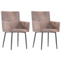 Dining chairs with armrests 2 units synthetic brown suede leather by , dining chairs - Ref: Foro24-282057, Price: 200,42 €, D...