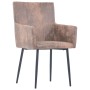 Dining chairs with armrests 2 units synthetic brown suede leather by , dining chairs - Ref: Foro24-282057, Price: 200,42 €, D...